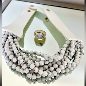 Elegant White and Gold Jewelry Set